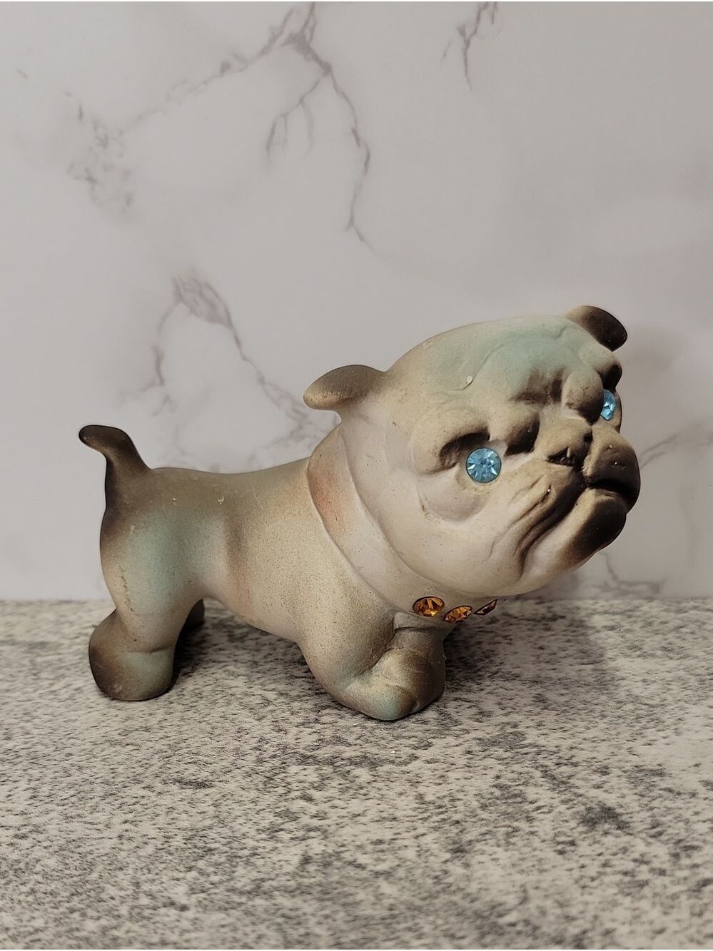 Rare Vintage Roselane Pottery sparkly eyes Bulldog